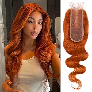 #350 Ginger Colored Body Wave Long Deep Part 2x6 Lace Closure