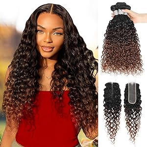 #T1B/2/30 Chestnut Brown Ombre Body Wave 3 Bundles with 4x4/2x6/5x5 Hd Lace Closure