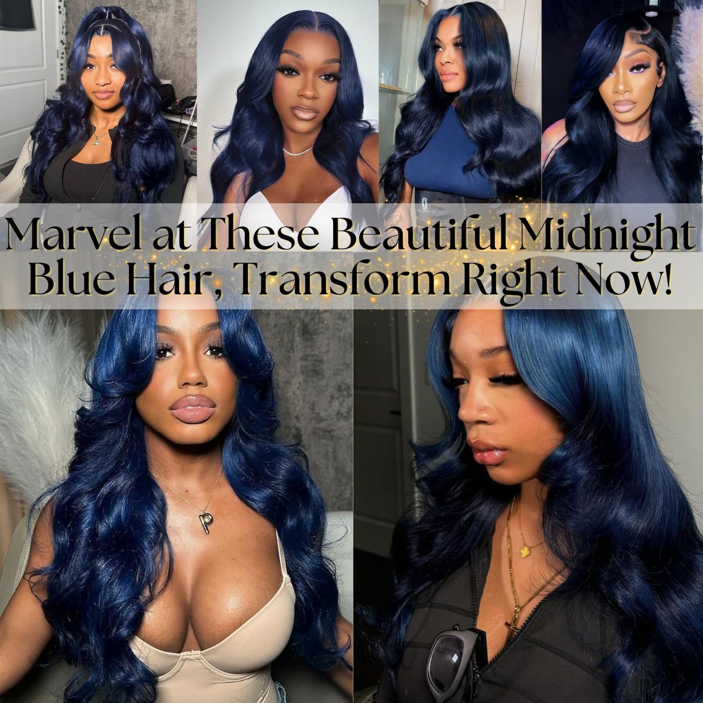 Midnight Dark Blue Body Wave 1/3 Bundles 100% Virgin Human Hair