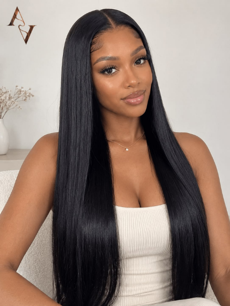 ALHER Small Cap Lace Front Wigs Human Hair Pre Plucked Straight, 13X4 Transparent Lace Frontal Wigs With Baby Hair 180% Density for Black Women