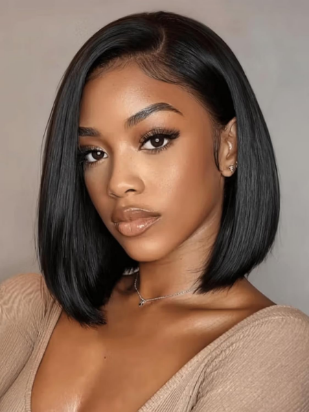Short Bob Wig Human Hair Small Cap Lace Front Wigs Straight, 13X4 Transparent Lace Frontal Wigs 180% Density for Women, Natural Color